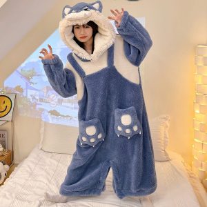 Kawaii Pajamas Jumpsuits Winter Sleepwear Warm Animal Unisex Cosplay Onesie - Image 3