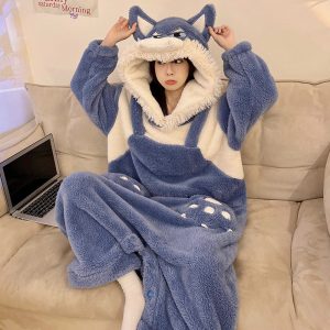 Kawaii Pajamas Jumpsuits Winter Sleepwear Warm Animal Unisex Cosplay Onesie - Image 4